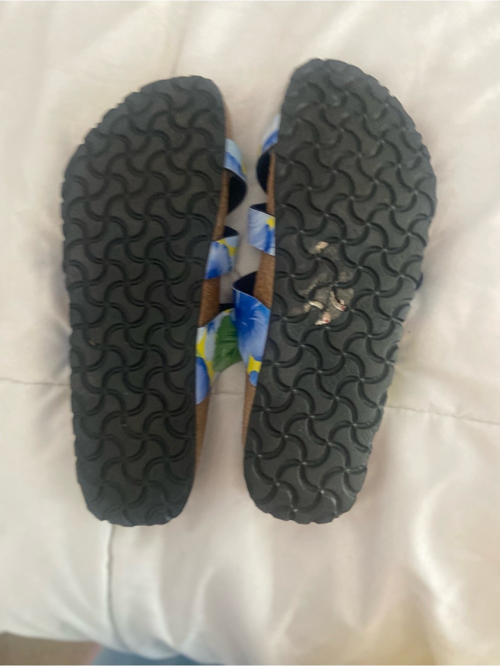 Birkenstock Women's Triple-Strap Sandals in Blue and Yellow Floral - Picture 2 of 4
